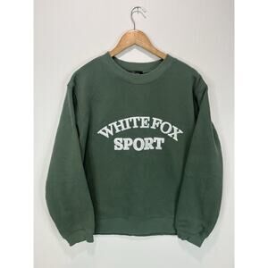 White Fox Sport Women’s Green White Print Spell Out Crew Neck Size M/L